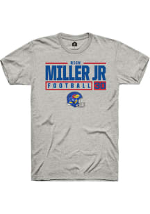 Rich Miller  Kansas Jayhawks Ash Rally NIL Stacked Box Short Sleeve T Shirt