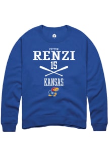 Peyton Renzi  Rally Kansas Jayhawks Mens Blue NIL Sport Icon Long Sleeve Crew Sweatshirt