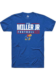 Rich Miller  Kansas Jayhawks Blue Rally NIL Stacked Box Short Sleeve T Shirt