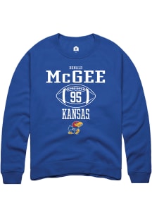Ronald McGee  Rally Kansas Jayhawks Mens Blue NIL Sport Icon Long Sleeve Crew Sweatshirt