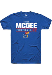 Ronald McGee  Kansas Jayhawks Blue Rally NIL Stacked Box Short Sleeve T Shirt