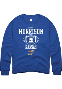 Sevion Morrison  Rally Kansas Jayhawks Mens Blue NIL Sport Icon Long Sleeve Crew Sweatshirt