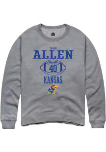 Tabor Allen  Rally Kansas Jayhawks Mens Grey NIL Sport Icon Long Sleeve Crew Sweatshirt