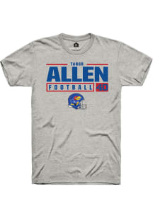 Tabor Allen  Kansas Jayhawks Ash Rally NIL Stacked Box Short Sleeve T Shirt