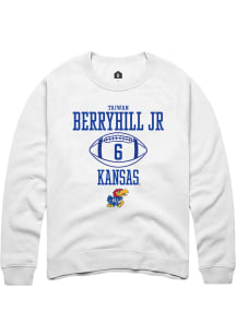 Taiwan Berryhill Jr  Rally Kansas Jayhawks Mens White NIL Sport Icon Long Sleeve Crew Sweatshirt
