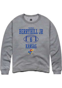 Taiwan Berryhill Jr  Rally Kansas Jayhawks Mens Grey NIL Sport Icon Long Sleeve Crew Sweatshirt