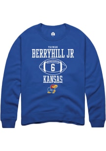 Taiwan Berryhill Jr  Rally Kansas Jayhawks Mens Blue NIL Sport Icon Long Sleeve Crew Sweatshirt