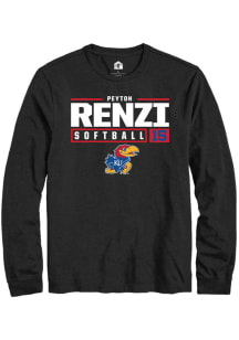 Peyton Renzi  Kansas Jayhawks Black Rally NIL Stacked Box Long Sleeve T Shirt