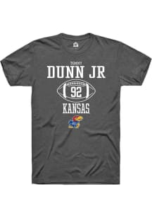 Tommy Dunn Jr.  Kansas Jayhawks Dark Grey Rally NIL Sport Icon Short Sleeve T Shirt