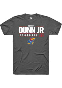 Tommy Dunn Jr.  Kansas Jayhawks Dark Grey Rally NIL Stacked Box Short Sleeve T Shirt
