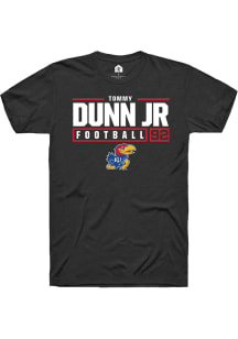 Tommy Dunn Jr.  Kansas Jayhawks Black Rally NIL Stacked Box Short Sleeve T Shirt