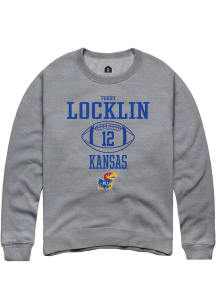Torry Locklin  Rally Kansas Jayhawks Mens Grey NIL Sport Icon Long Sleeve Crew Sweatshirt