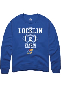 Torry Locklin  Rally Kansas Jayhawks Mens Blue NIL Sport Icon Long Sleeve Crew Sweatshirt