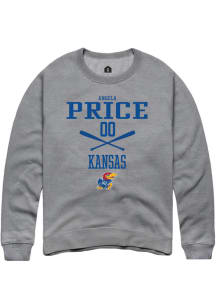 Angela Price  Rally Kansas Jayhawks Mens Grey NIL Sport Icon Long Sleeve Crew Sweatshirt