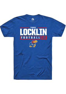 Torry Locklin  Kansas Jayhawks Blue Rally NIL Stacked Box Short Sleeve T Shirt