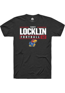 Torry Locklin  Kansas Jayhawks Black Rally NIL Stacked Box Short Sleeve T Shirt