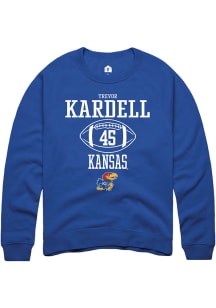 Trevor Kardell  Rally Kansas Jayhawks Mens Blue NIL Sport Icon Long Sleeve Crew Sweatshirt