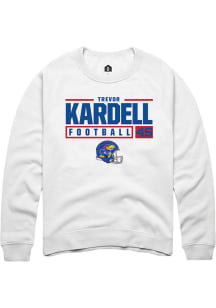 Trevor Kardell  Rally Kansas Jayhawks Mens White NIL Stacked Box Long Sleeve Crew Sweatshirt