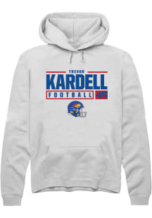 Trevor Kardell  Rally Kansas Jayhawks Mens White NIL Stacked Box Long Sleeve Hoodie
