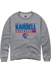 Trevor Kardell  Rally Kansas Jayhawks Mens Grey NIL Stacked Box Long Sleeve Crew Sweatshirt