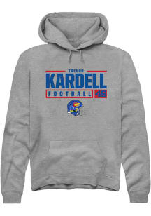Trevor Kardell  Rally Kansas Jayhawks Mens Grey NIL Stacked Box Long Sleeve Hoodie