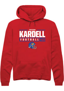 Trevor Kardell  Rally Kansas Jayhawks Mens Red NIL Stacked Box Long Sleeve Hoodie