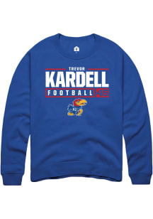 Trevor Kardell  Rally Kansas Jayhawks Mens Blue NIL Stacked Box Long Sleeve Crew Sweatshirt
