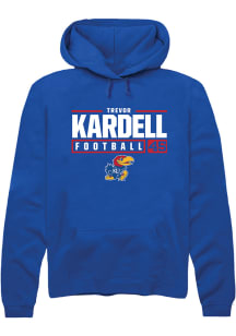 Trevor Kardell  Rally Kansas Jayhawks Mens Blue NIL Stacked Box Long Sleeve Hoodie