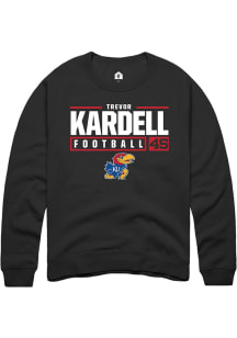 Trevor Kardell  Rally Kansas Jayhawks Mens Black NIL Stacked Box Long Sleeve Crew Sweatshirt