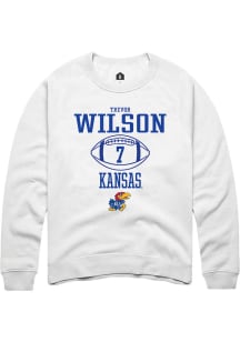 Trevor Wilson  Rally Kansas Jayhawks Mens White NIL Sport Icon Long Sleeve Crew Sweatshirt