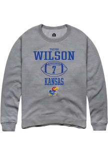 Trevor Wilson  Rally Kansas Jayhawks Mens Grey NIL Sport Icon Long Sleeve Crew Sweatshirt