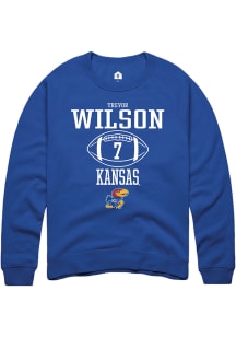 Trevor Wilson  Rally Kansas Jayhawks Mens Blue NIL Sport Icon Long Sleeve Crew Sweatshirt