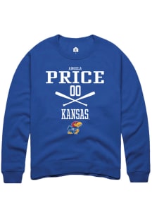 Angela Price  Rally Kansas Jayhawks Mens Blue NIL Sport Icon Long Sleeve Crew Sweatshirt