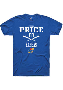 Angela Price  Kansas Jayhawks Blue Rally NIL Sport Icon Short Sleeve T Shirt