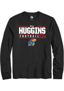 Will Huggins  Kansas Jayhawks Black Rally NIL Stacked Box Long Sleeve T Shirt
