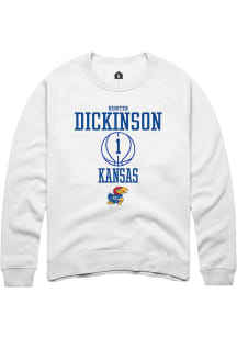 Hunter Dickinson  Rally Kansas Jayhawks Mens White NIL Sport Icon Long Sleeve Crew Sweatshirt