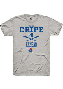 Hailey Cripe  Kansas Jayhawks Ash Rally NIL Sport Icon Short Sleeve T Shirt