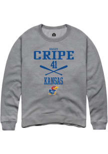 Hailey Cripe  Rally Kansas Jayhawks Mens Grey NIL Sport Icon Long Sleeve Crew Sweatshirt