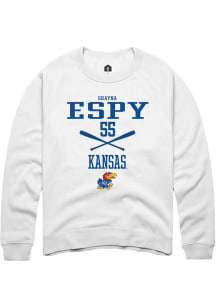 Shayna Espy  Rally Kansas Jayhawks Mens White NIL Sport Icon Long Sleeve Crew Sweatshirt