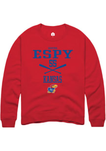Shayna Espy  Rally Kansas Jayhawks Mens Red NIL Sport Icon Long Sleeve Crew Sweatshirt