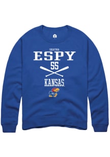 Shayna Espy  Rally Kansas Jayhawks Mens Blue NIL Sport Icon Long Sleeve Crew Sweatshirt