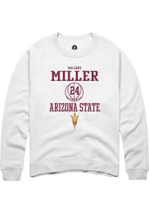 Mallory Miller  Rally Arizona State Sun Devils Mens White NIL Sport Icon Long Sleeve Crew Sweats..