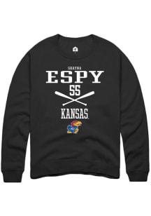 Shayna Espy  Rally Kansas Jayhawks Mens Black NIL Sport Icon Long Sleeve Crew Sweatshirt