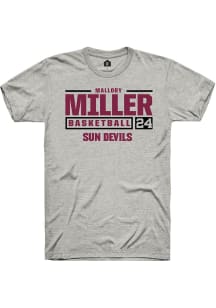 Mallory Miller  Arizona State Sun Devils Ash Rally NIL Stacked Box Short Sleeve T Shirt