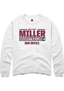 Mallory Miller  Rally Arizona State Sun Devils Mens White NIL Stacked Box Long Sleeve Crew Sweatsh..