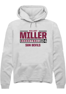 Mallory Miller  Rally Arizona State Sun Devils Mens White NIL Stacked Box Long Sleeve Hoodie