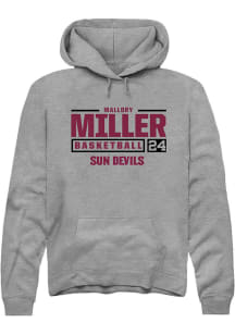 Mallory Miller  Rally Arizona State Sun Devils Mens Grey NIL Stacked Box Long Sleeve Hoodie