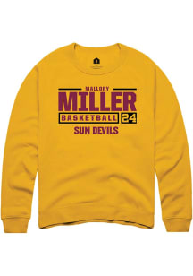 Mallory Miller  Rally Arizona State Sun Devils Mens Gold NIL Stacked Box Long Sleeve Crew Sweatshi..