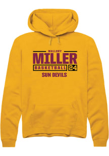 Mallory Miller  Rally Arizona State Sun Devils Mens Gold NIL Stacked Box Long Sleeve Hoodie