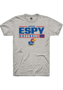 Shayna Espy  Kansas Jayhawks Ash Rally NIL Stacked Box Short Sleeve T Shirt